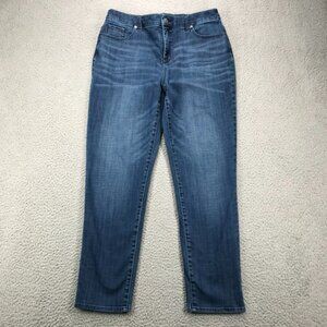 CHICOS Jeans Womens Size 8 Slimming Girlfriend Ankle Slim Leg‎ Medium Wash Denim